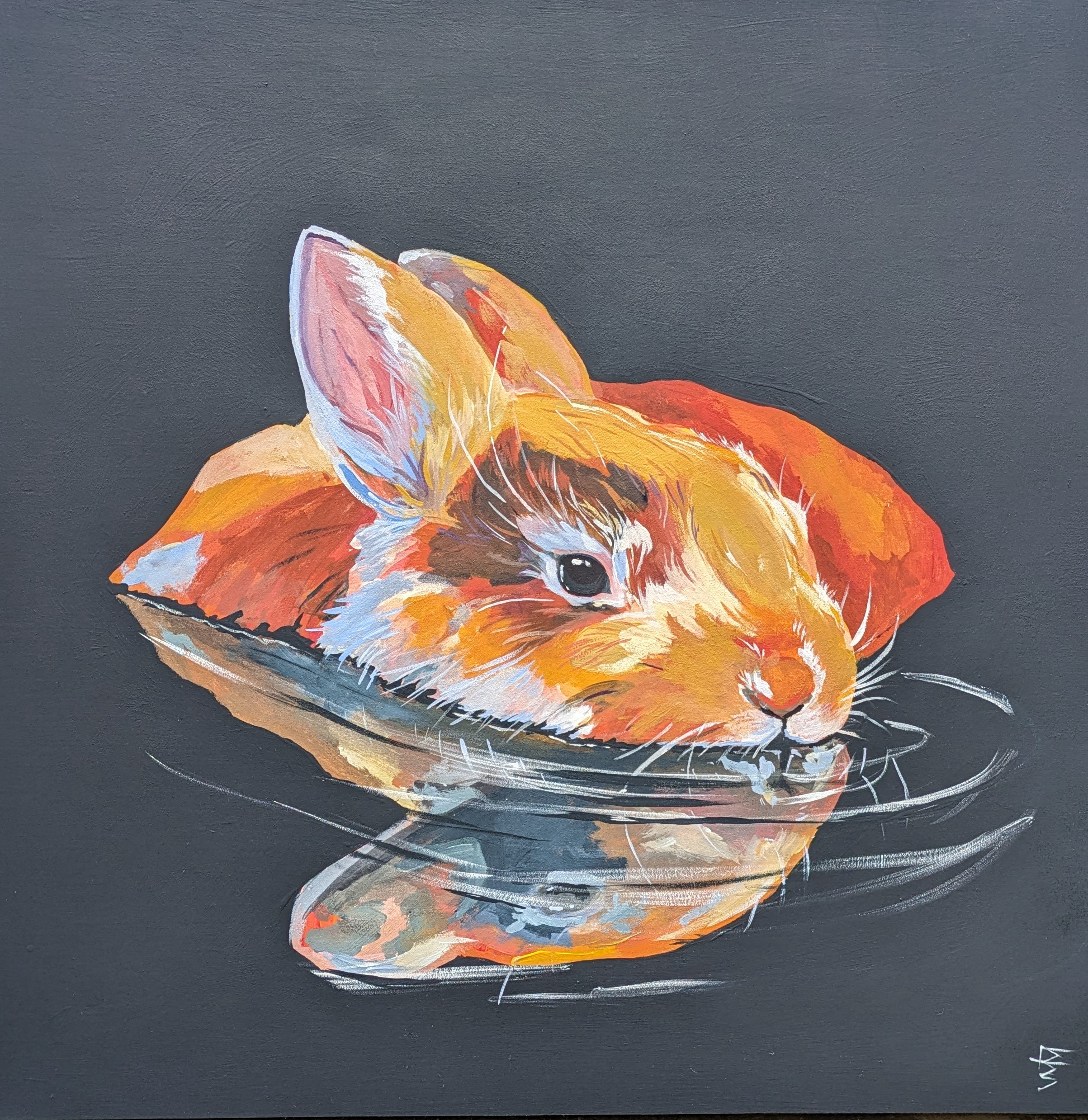 Great White. Acrylic gouache on wood, 60 x 60cm