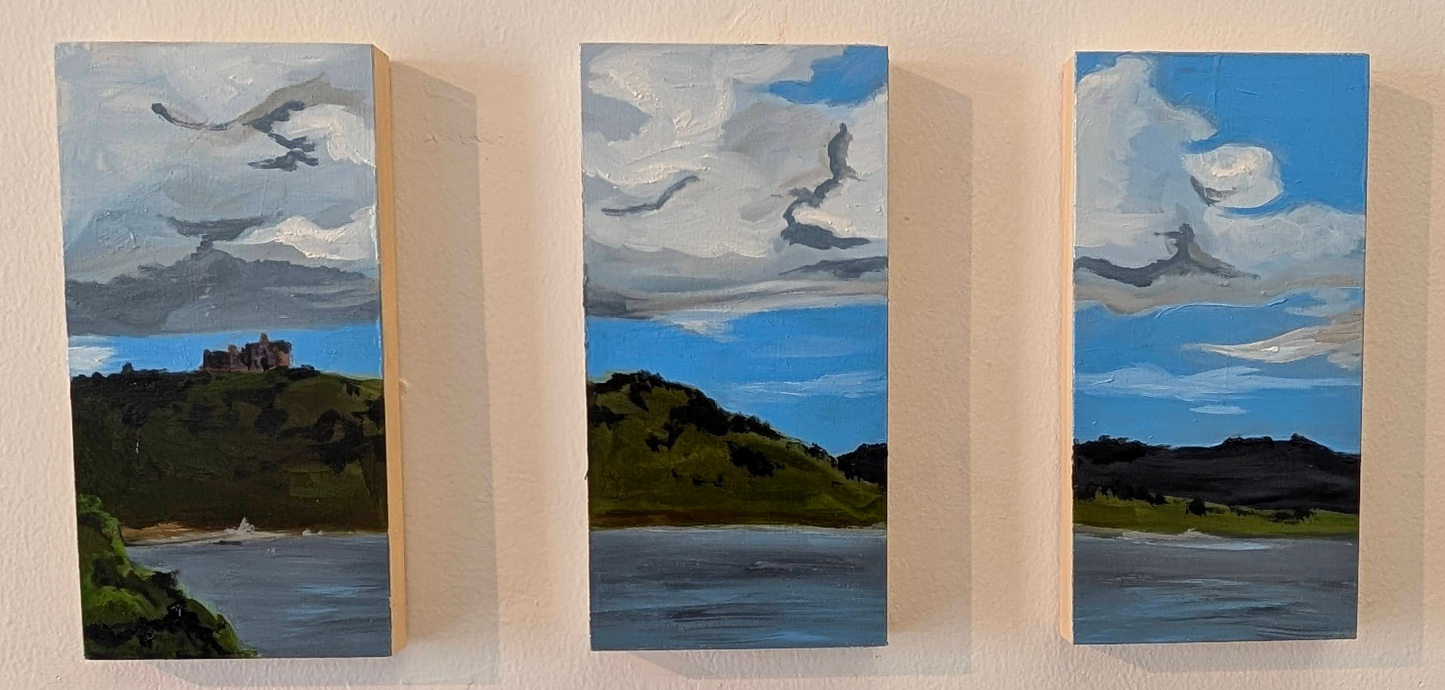 Panorama swipes. Oil, wood panel, 3 of 8 x 4 inch, 2026