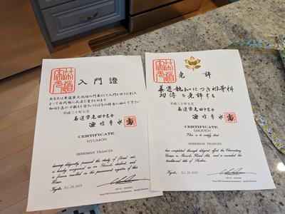 First 2 ikenobo ikebana certificates